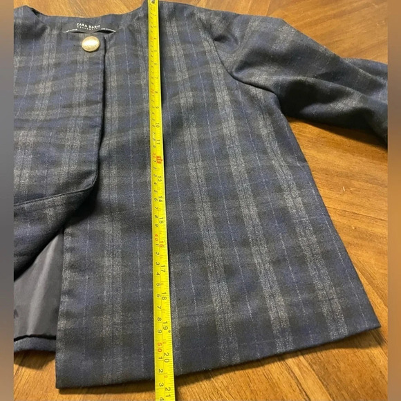 Zara Basic  tartan plaid bell sleeve cape jacket preppy chic career size Small - Picture 4 of 12